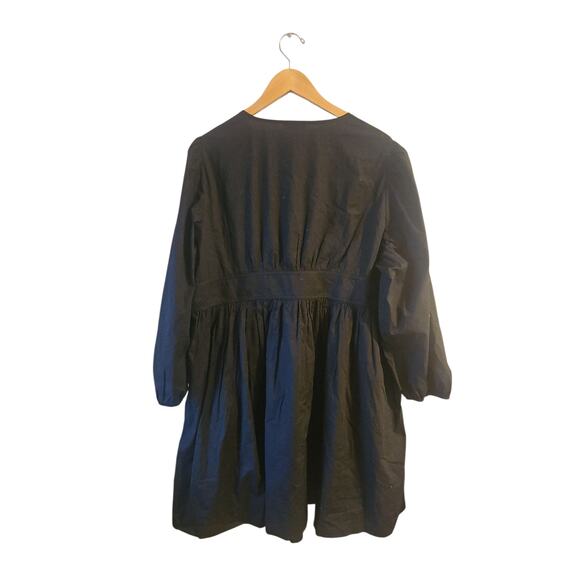 J. Crew Black V-neck Puff Sleeve Cotton Poplin Mini Dress Size 20 new with tags - Picture 5 of 9